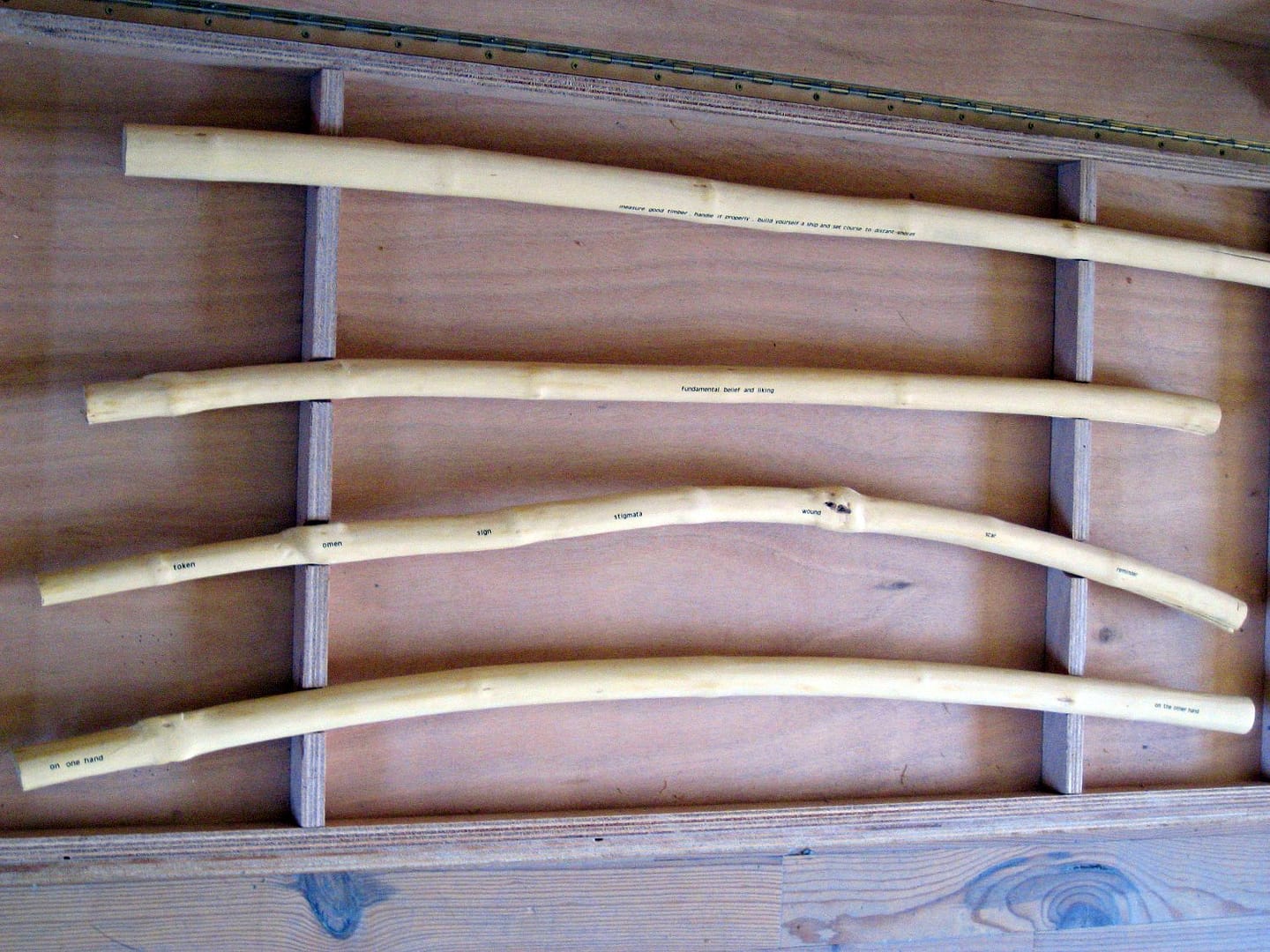 Toolbox from above, various materials with dimensions ca 120x50x15 cm, 1994