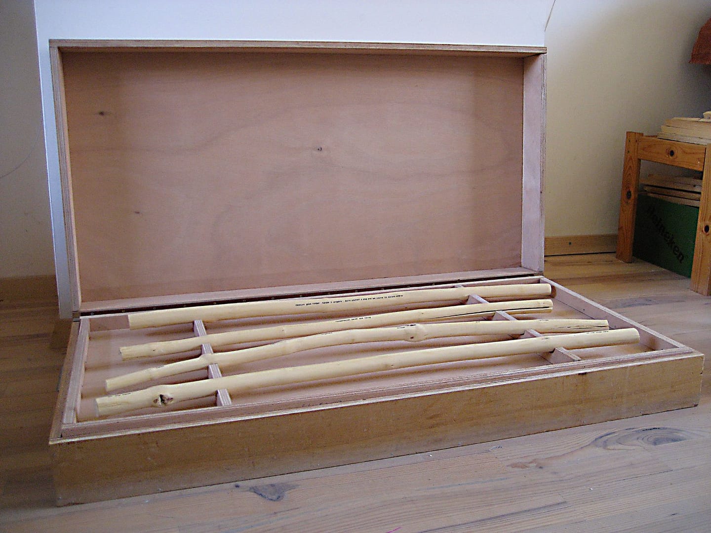 Toolbox opened up, various materials with dimensions ca 120x50x15 cm, 1994