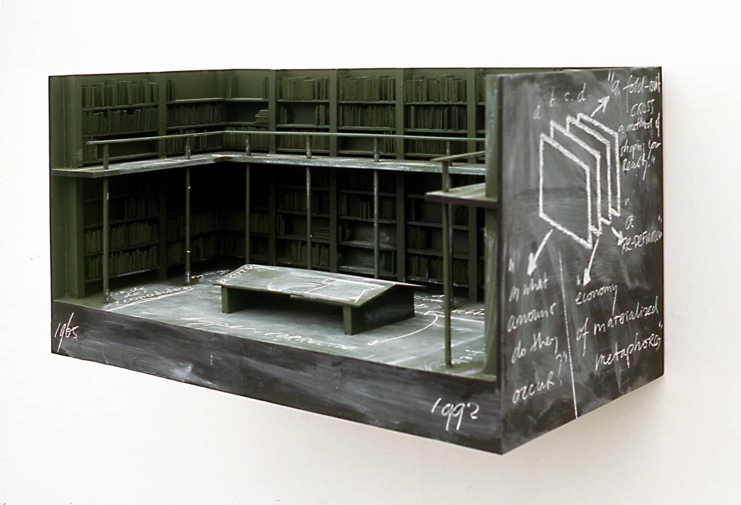 "Library". Part of an art installation named "Hypercorrection" (1992). Various materials, techniques and dimensions