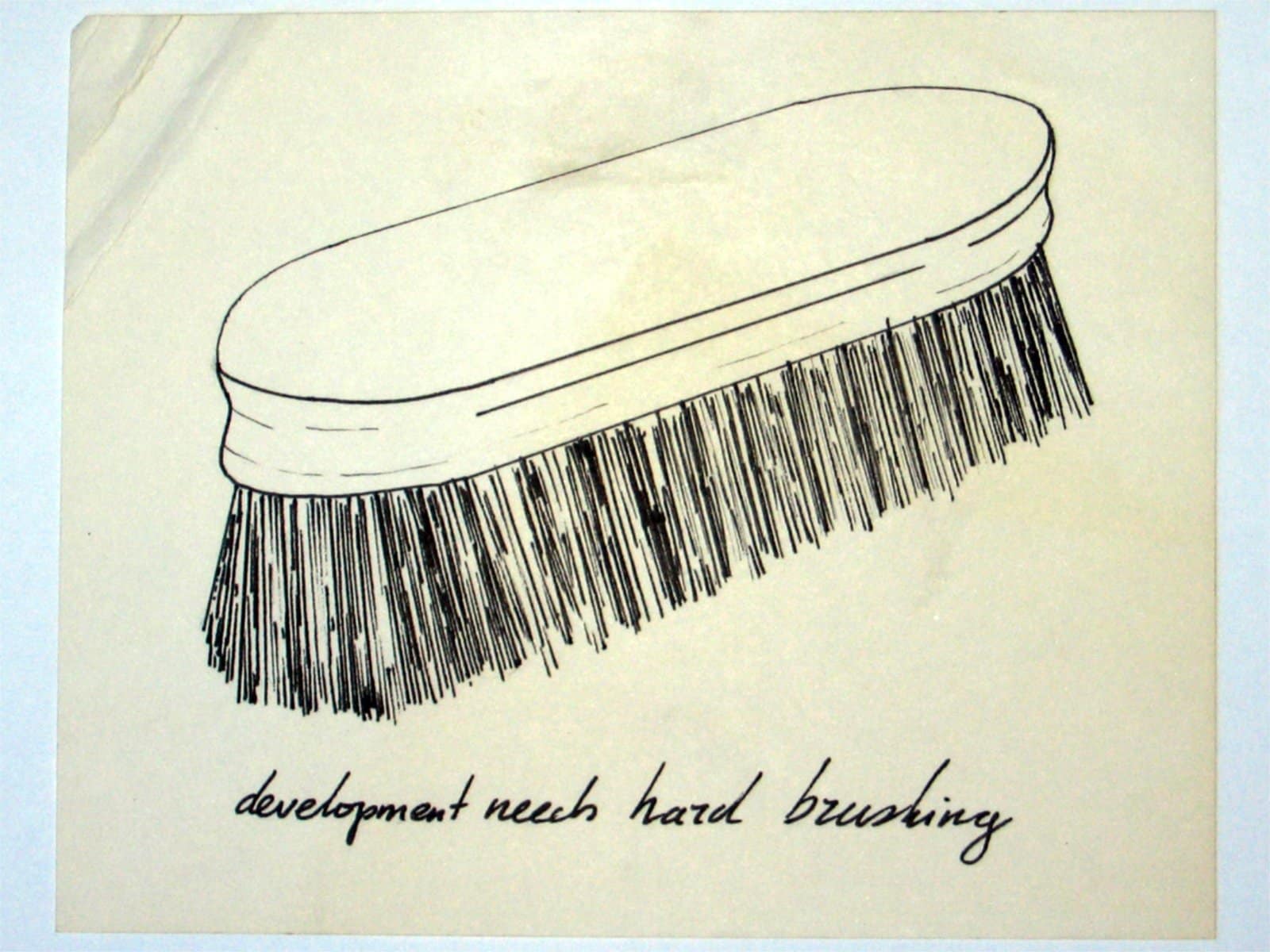 Development needs harsh brushing 1994. Pen on paper, circa 20x15 cm.