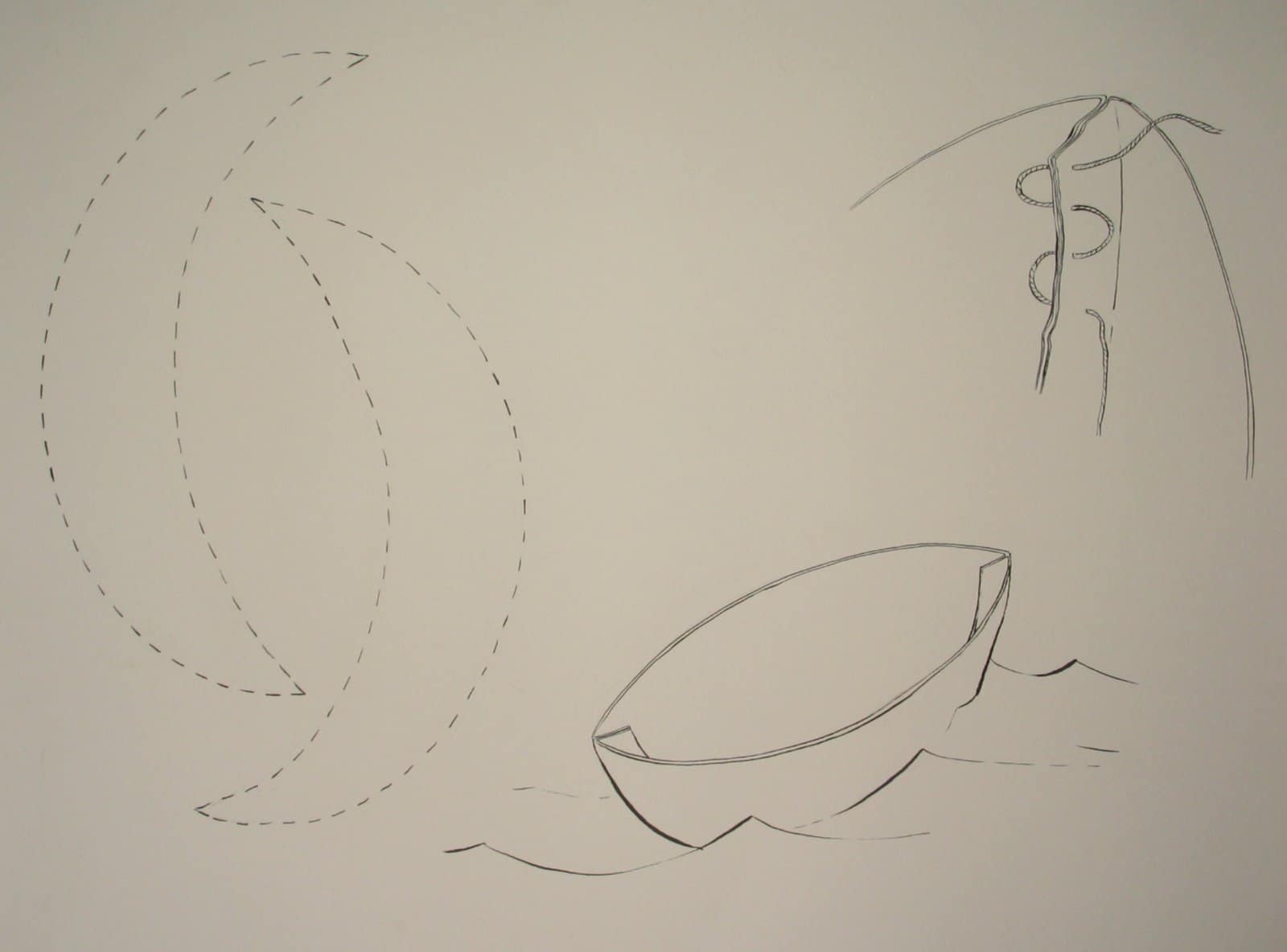 Tied Up Boat 1996 Pen on paper, circa 30x20